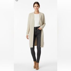 Only Long Light Beige Knit Open-Front Cardigan